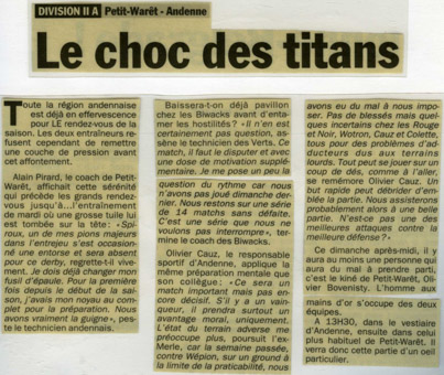 Kiné au F.C. Petit-Warêt (de 1994 à 2002 : P2- P1- Promotion)